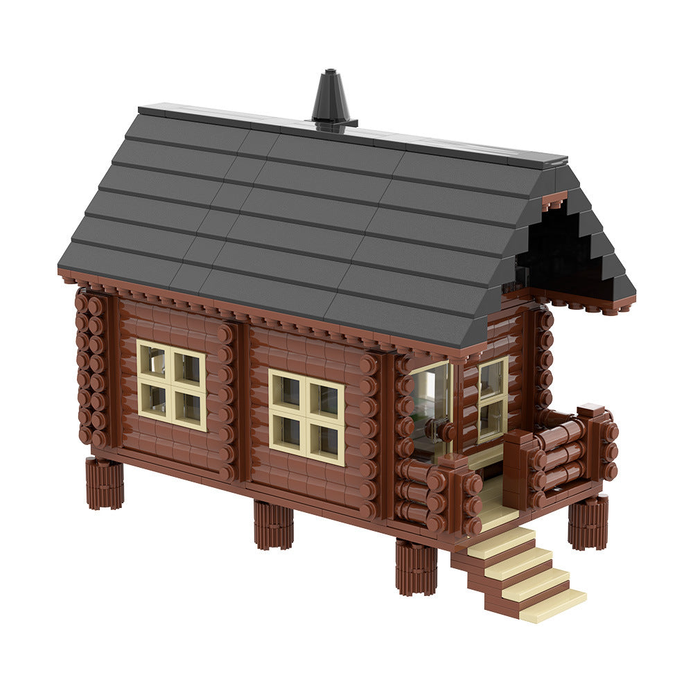 wood cabin building set | lego compatible - 4