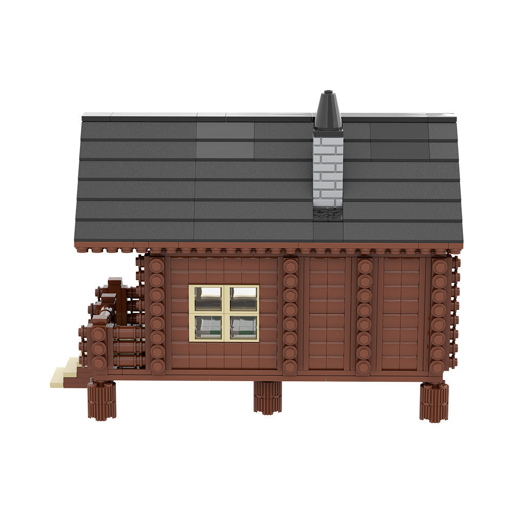 wood cabin building set | lego compatible - 5