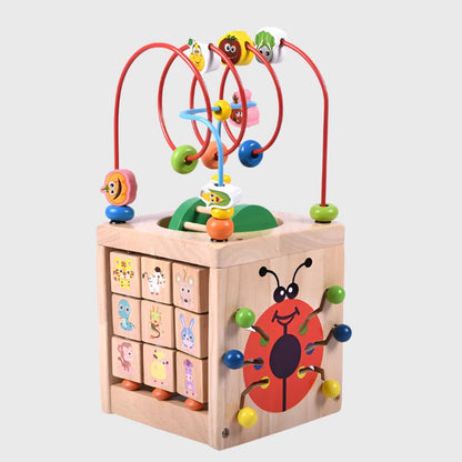 Wooden Children's Puzzle Beetle Surrounded By Large Beads