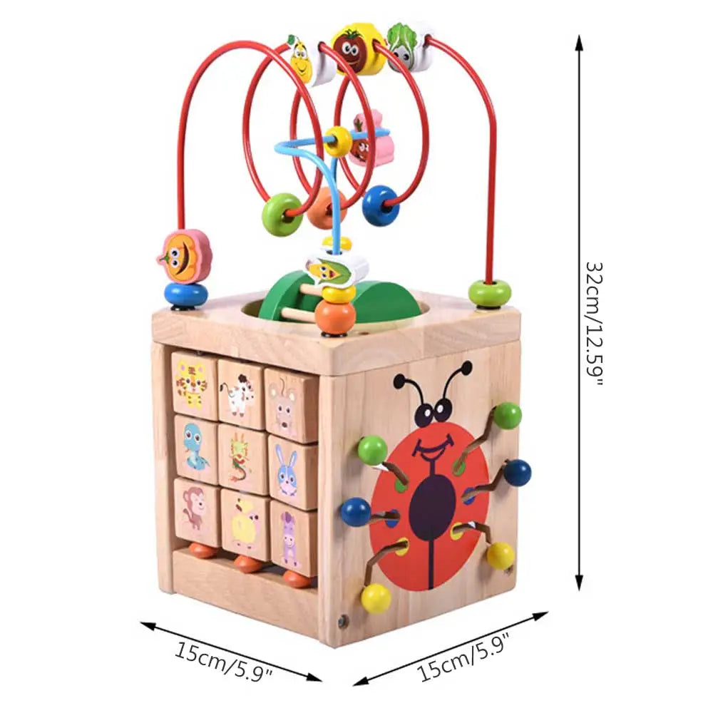 Wooden Children's Puzzle Beetle Surrounded By Large Beads