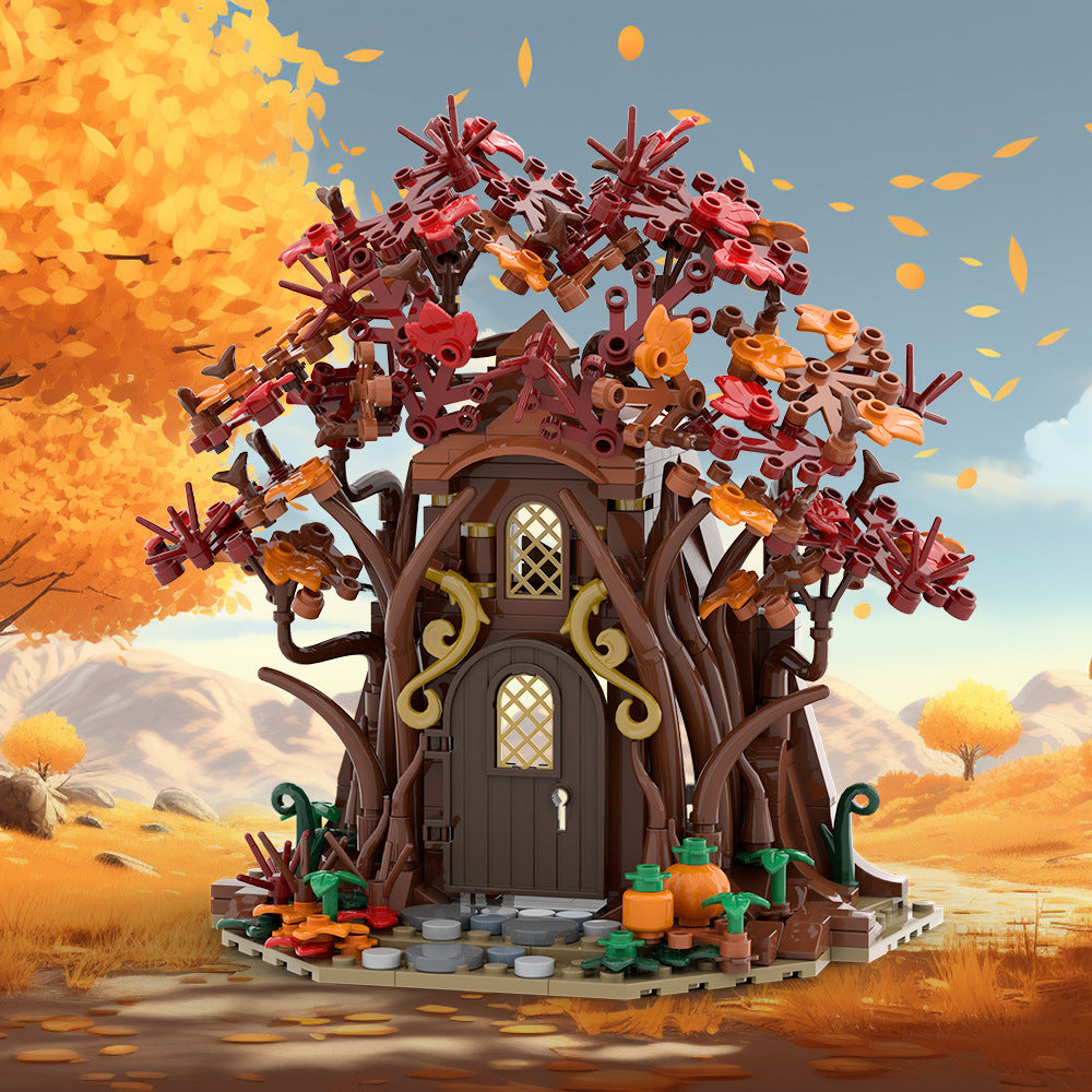 woodland elf house in autumn building set | lego compatible - 2