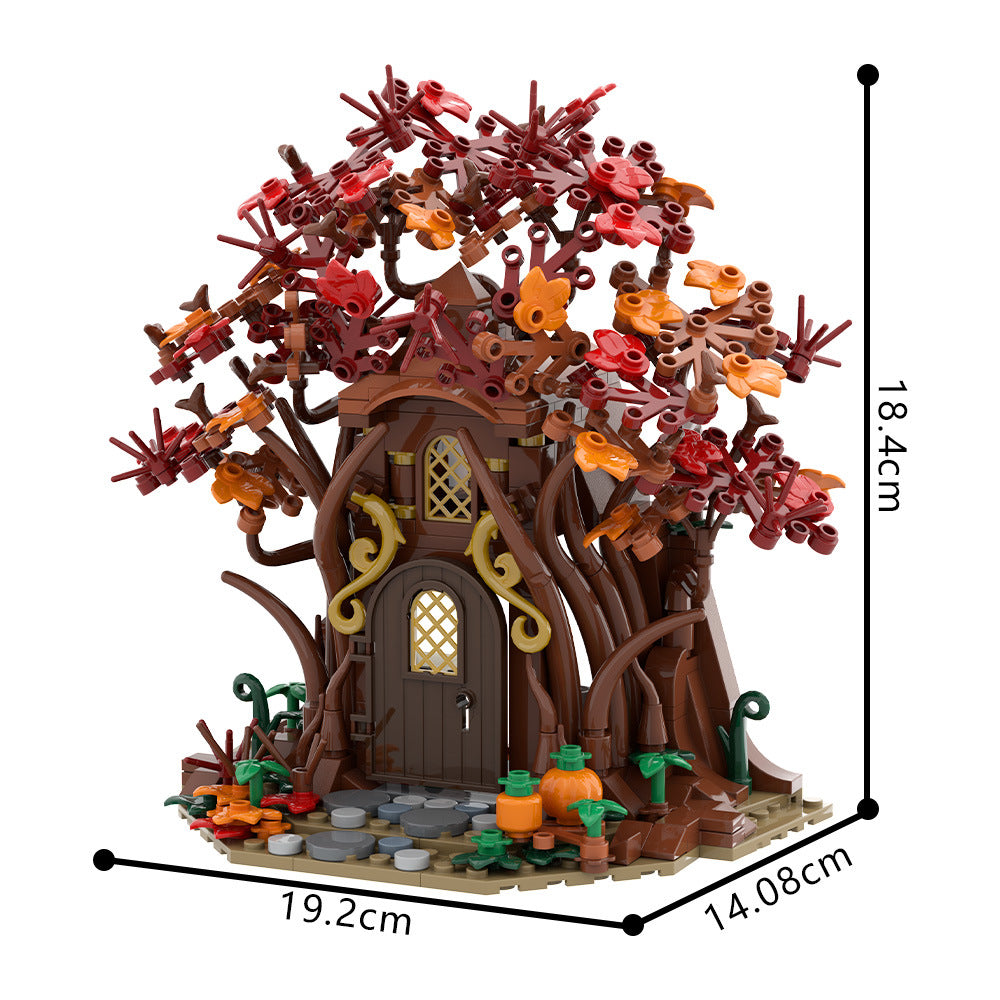 woodland elf house in autumn building set | lego compatible - 4